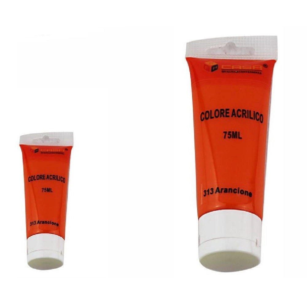 Trade Shop - Set 6 Pezzi Pittura Acrilica Vernice Confezione Colore Arancione Tubo 75ml 07500 -