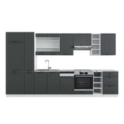 Cucina componibile Fame-Line Antracite rustico/Bianco 355 cm, PL Marmo Vicco