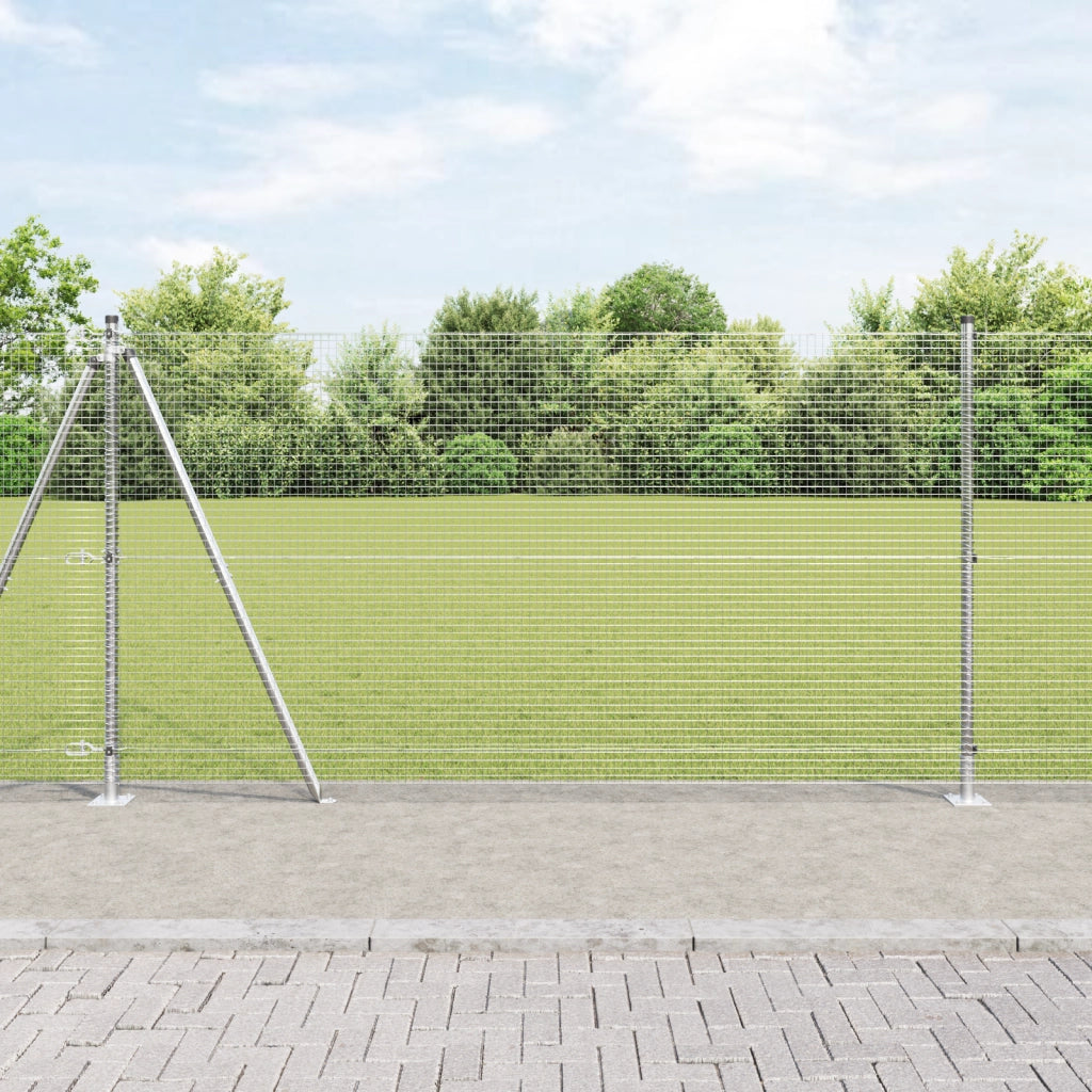 Recinzione in Filo Saldato con 13 Post Flangiati 1,2x50 m Acciaio Galvanizzato