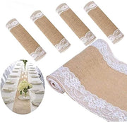 Decorazione di nozze in juta naturale - Tavolo da pranzo con bordo 30 x 275 cm - 5 pezzi