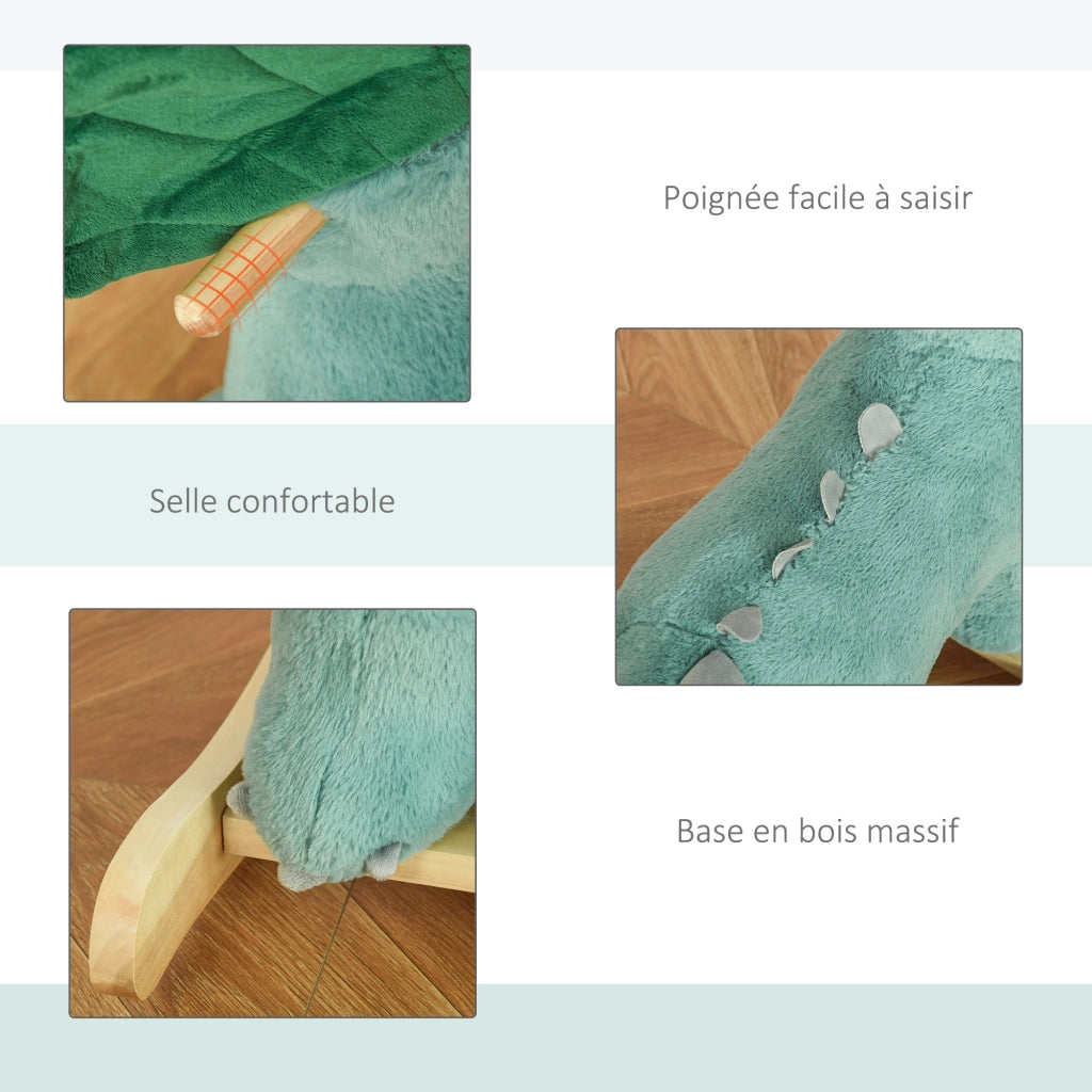 Giocattolo Dinosauro a Dondolo con Suono ¨C zephmum ¨C Verde Legno di Pioppo