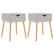 Set di 2 Comodini | Armadio da Notte | Mobiletto da notte Grigio Cemento 40x40x56 cm in Legno Multistrato