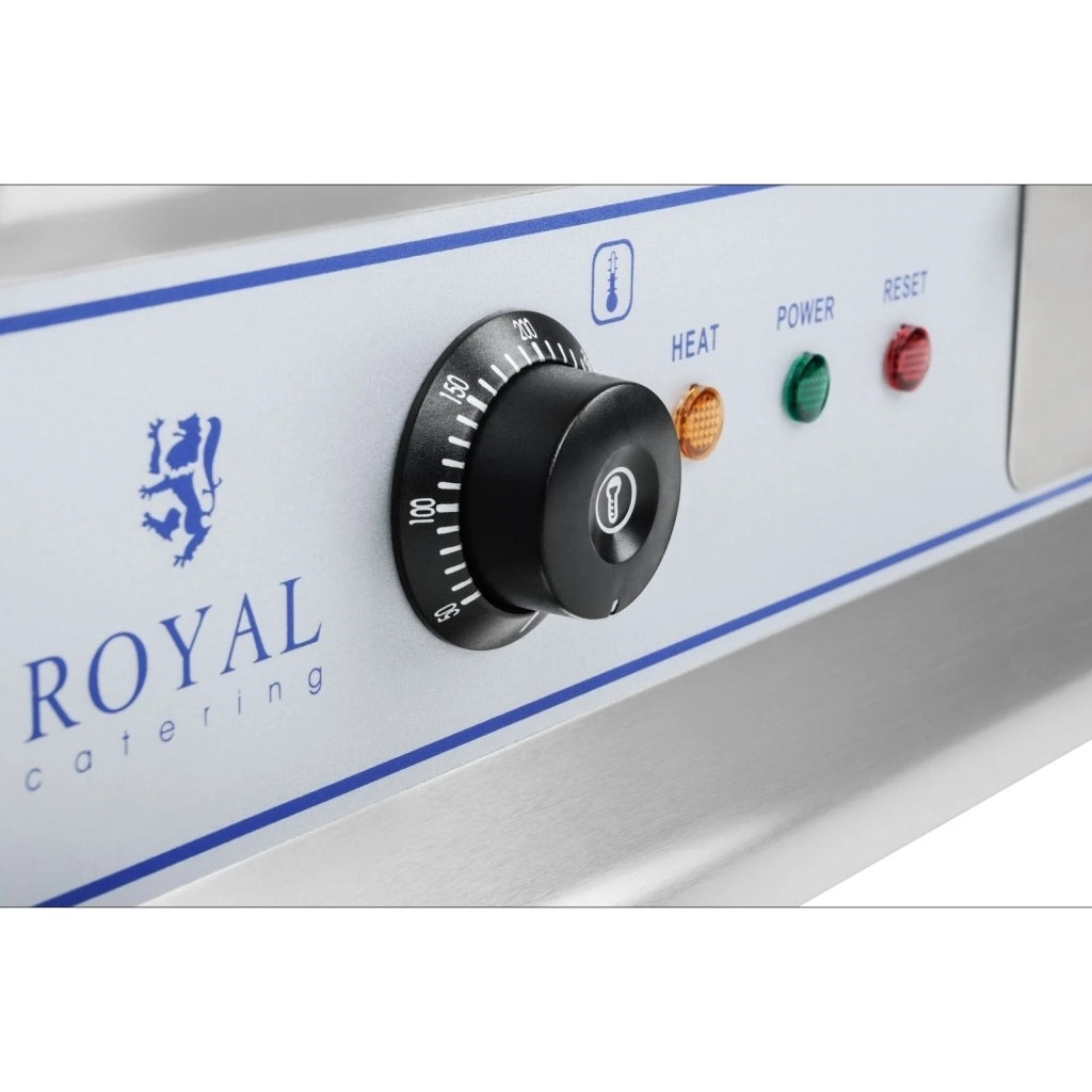 Plancha elettrica rigata 75 cm 2 x 3200 watt professionale in acciaio inox 3614043/2