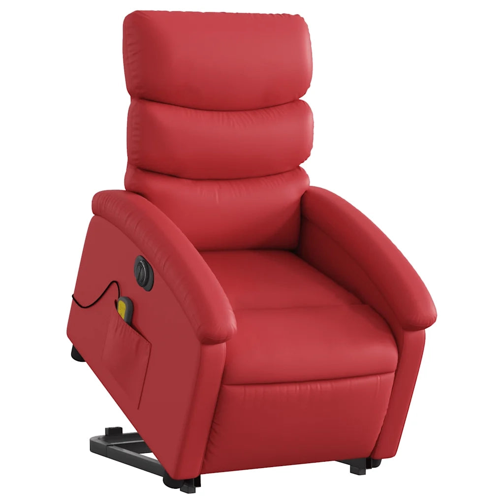 Poltrona Alzapersona Reclinabile Elettrica Rossa in Similpelle