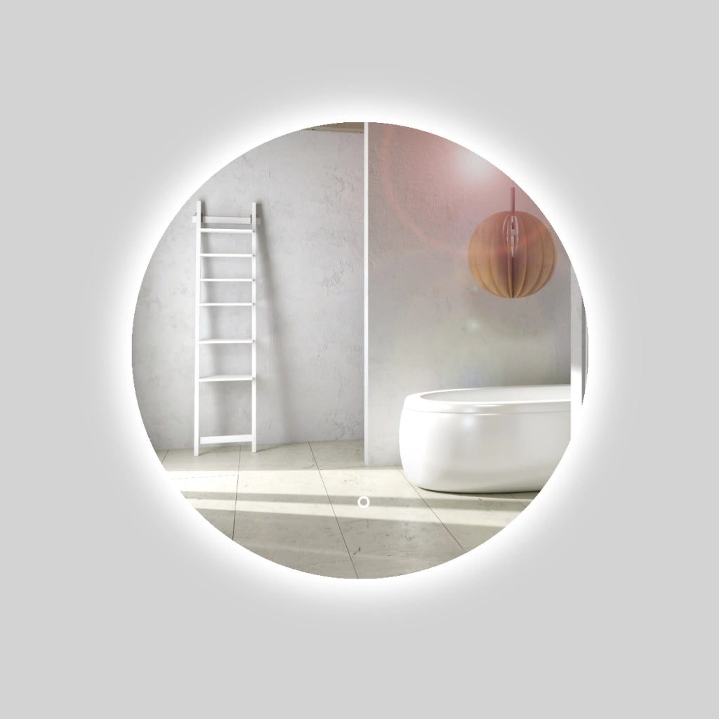Specchio 5 mm tondo retroilluminato led interruttore touch pvc mdf *** misura Ø80, tonalità dimmerabile 2700-4500-6...