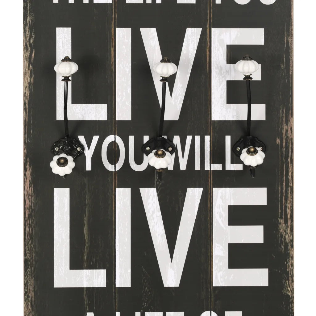 Appendiabiti da Parete con 6 Ganci LOVE LIVE 120x40 cm