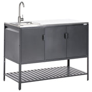Armadietto da giardino in acciaio inox nero con 3 ante giardino cucina esterno