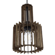 Lampada a Sospensione in Legno Scuro MDF Metallo Lampada a Sospensione Paralume Aperto Boho Design Cucina Soggiorno Decorazioni