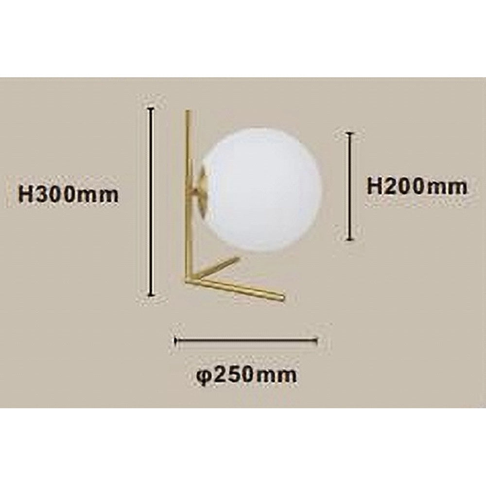 Trade Shop - Lampada Da Tavolo Scrivania Ramo Con Sfera In Vetro Luce Attacco E27 Oro 33870 -