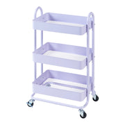Carrello di servizio mobile contenitore per cucina/soggiorno con 3 cestelli 79 x 46 x 35 cm acciaio viola 03_0009233
