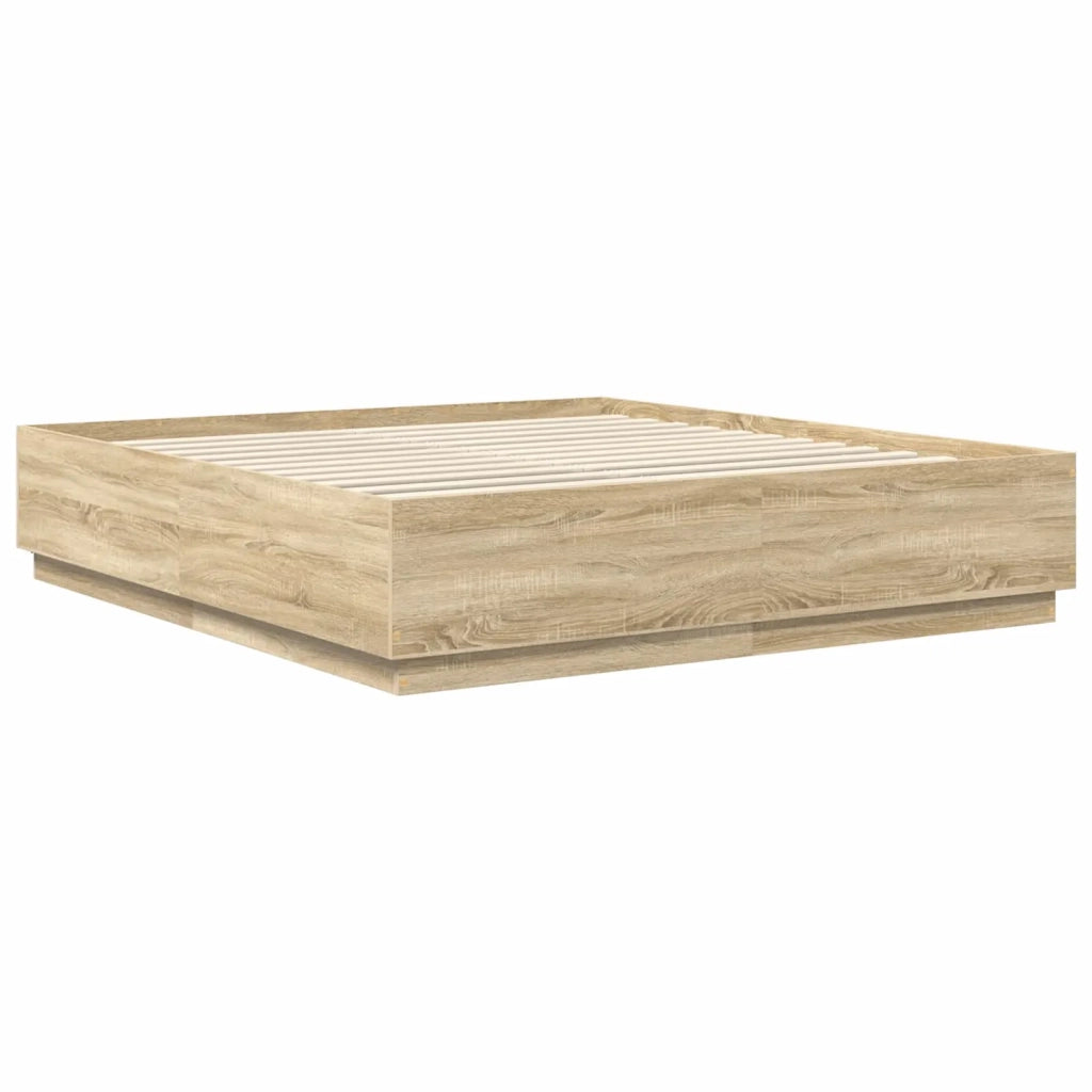 Struttura del letto con strisce LED Rovere Sonoma 180 x 200 cm 3408049
