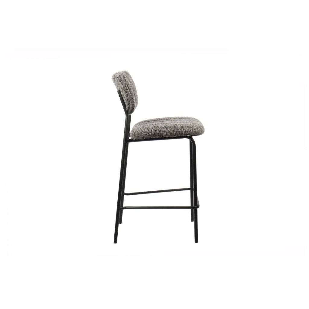 Sedia da banco VENTURA – Tessuto grigio scuro – Gambe in metallo nero – Altezza 97 cm – Stile design/industriale