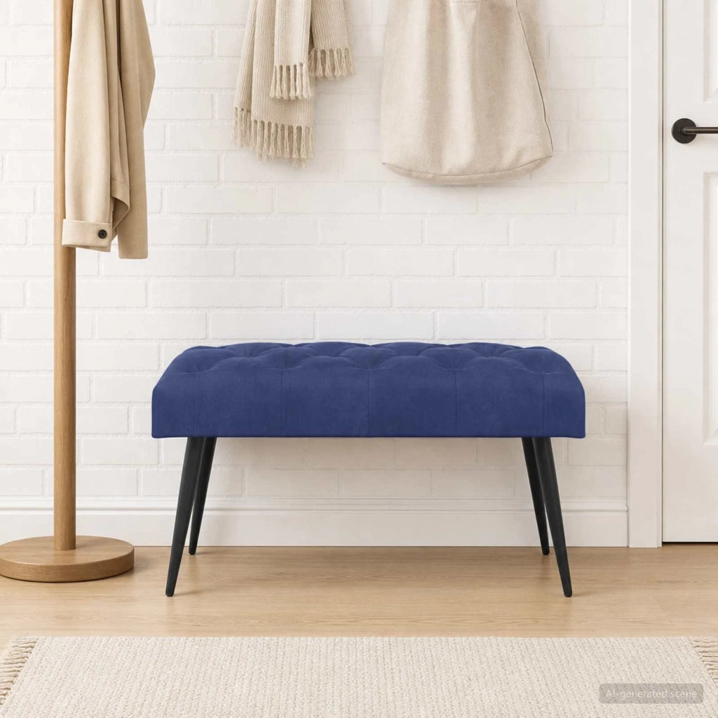 Panchina con bottoni imbottiti Blu Polizia 80 x 40 x 46 cm 42038569