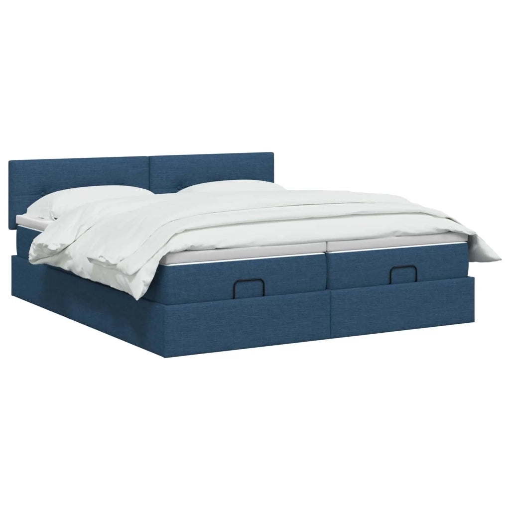 Letto Ottomano con Materasso e LED Blu 180 x 200 cm Tessuto 3457279