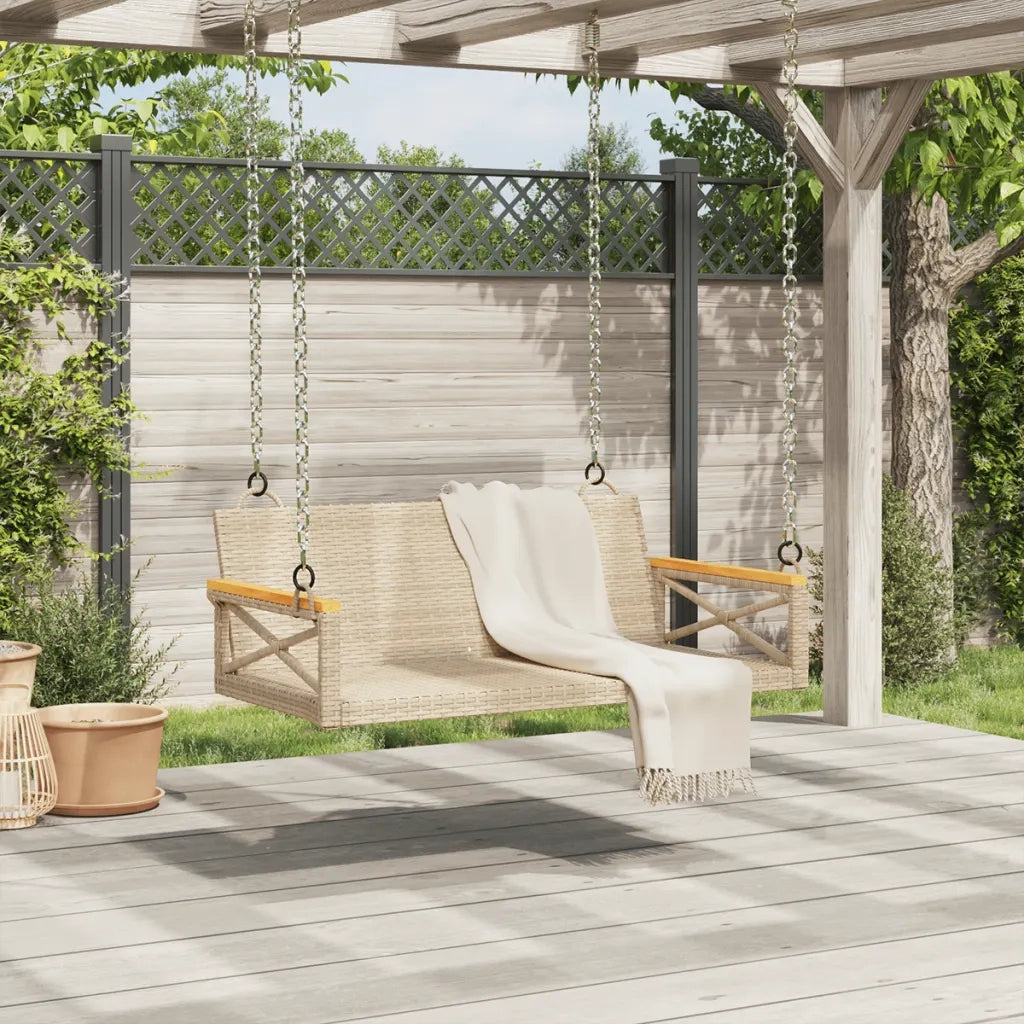 Panchina a Dondolo Beige 109x62x40 cm in Polyrattan 368154