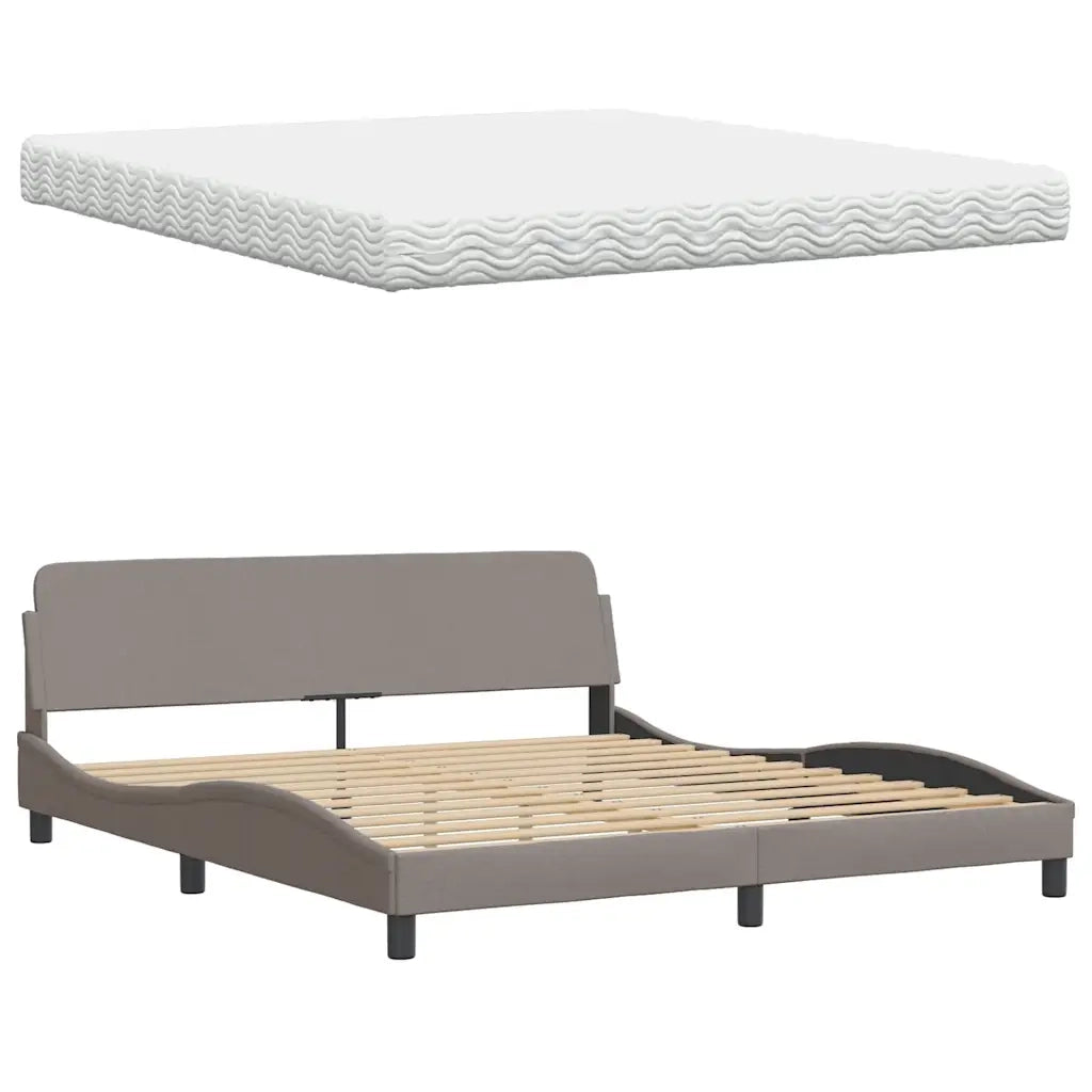 Letto con Materasso Tortora 180x200 cm in Tessuto 3310759