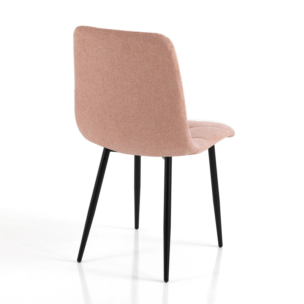 Sedia CORFU-B PINK in velluto rosa trapuntato con gambe nere