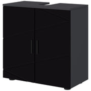 EasyComfort Mobile Sottolavabo Bagno in Legno con Armadietto 2 Ante, 60x30x60cm, Nero