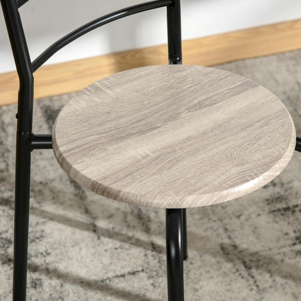 Set Tavolo e 2 Sdie da Giardino in MDF e Acciaio Nero