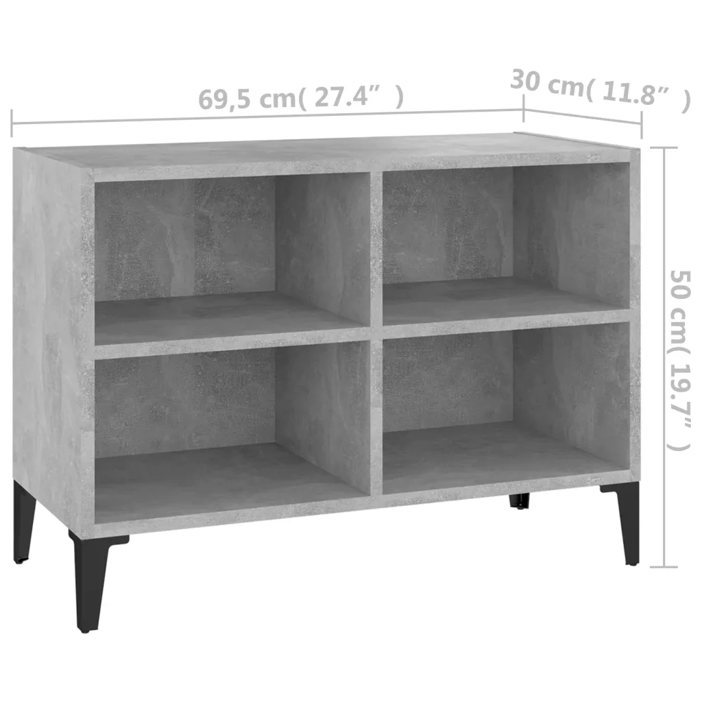 Mobile TV con Gambe in Metallo Grigio Cemento 69,5x30x50 cm cod mxl 8851
