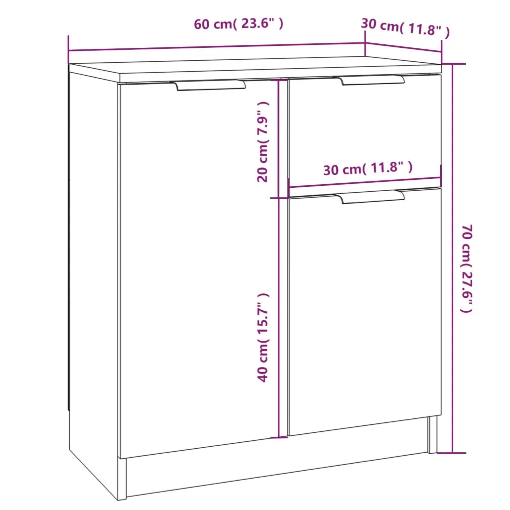 Credenza Rovere Sonoma 60x30x70 cm in Legno Multistrato 811109