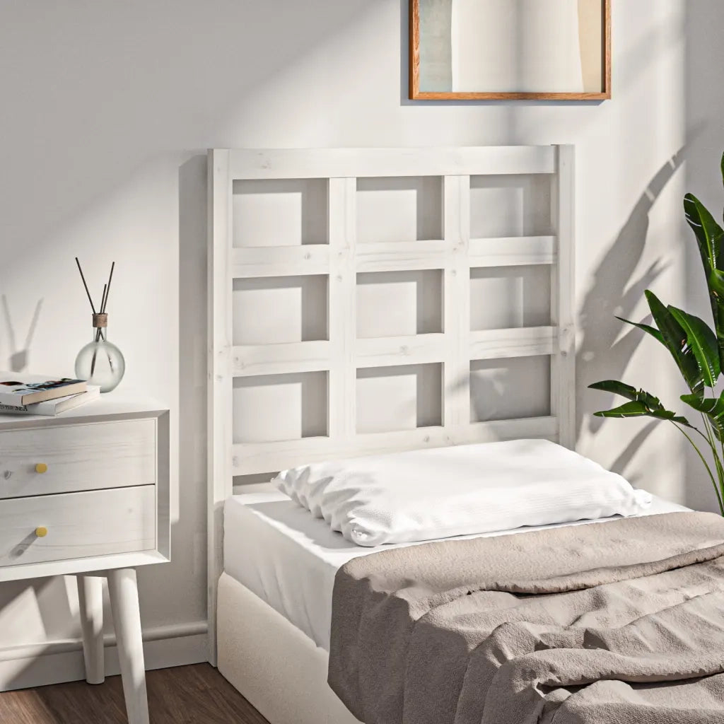 Testiera | Testata per Letto Bianca 80,5x4x100 cm Legno Massello di Pino