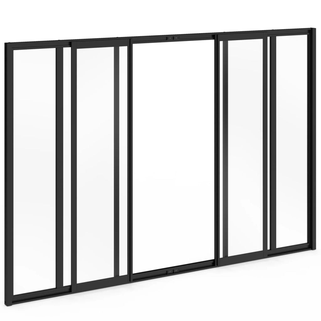 IDMarket - Metallo nero e vetro temperato Tetto scorrevole a 6 vetri L. 160 x H. 108 cm