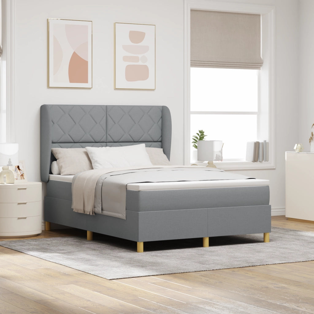 Letto a Molla con Materasso  Grigio Chiaro 160x200 cm Tessuto