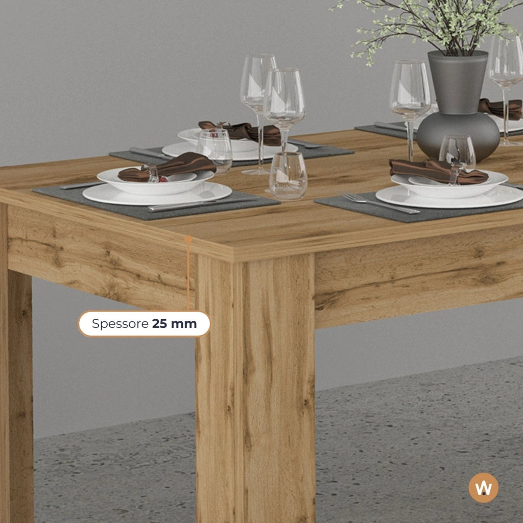 WHOUS Tavolo allungabile Jesi ideale per 6-8 persone colore rovere 140/190x90x75 cm