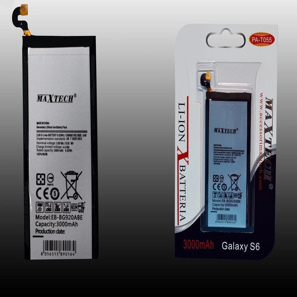 Trade Shop - Batteria A Litio Compatibile Per Samsung Galaxy S6 Maxtech 3000 Mah Pa-t055 -