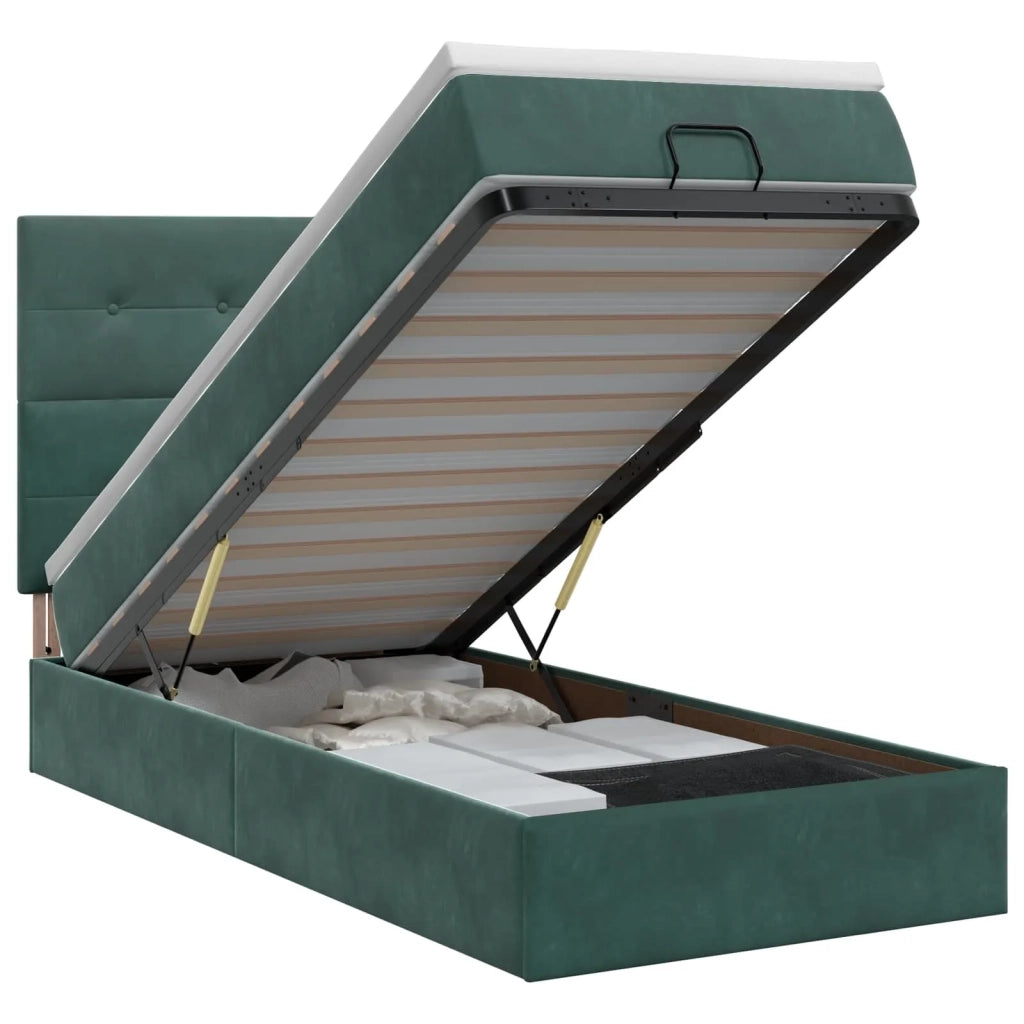 Letto ottomano con materasso Verde Scuro 90 x 200 cm Velluto 3457698