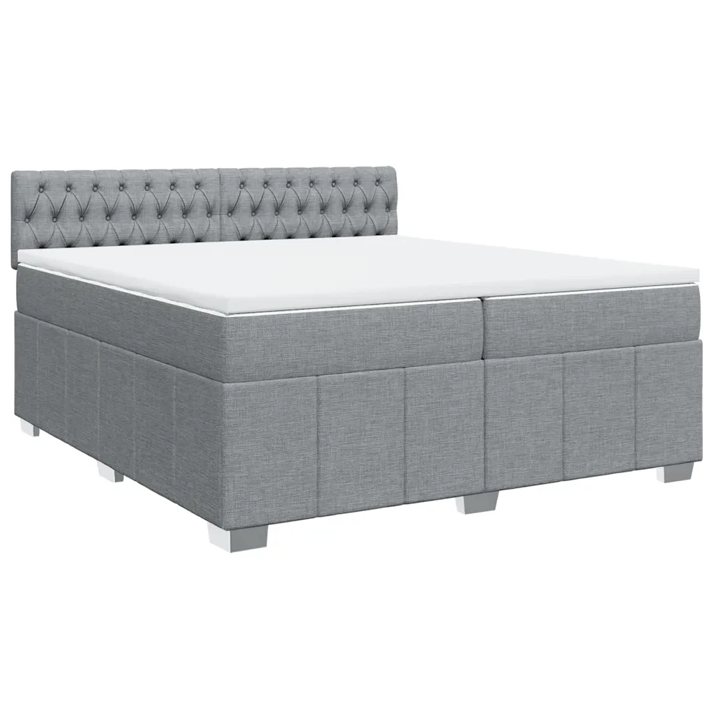 Giroletto a Molle con Materasso Grigio Chiaro 200x200cm Tessuto