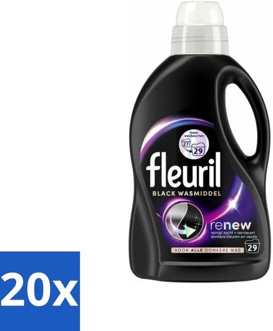 20 x Wasmiddel Nero - 29 Cicli - 1.305 L - Nero - Conservazione della Colore - Antiscure - Abbigliamento Scuro - Intensità di Colore