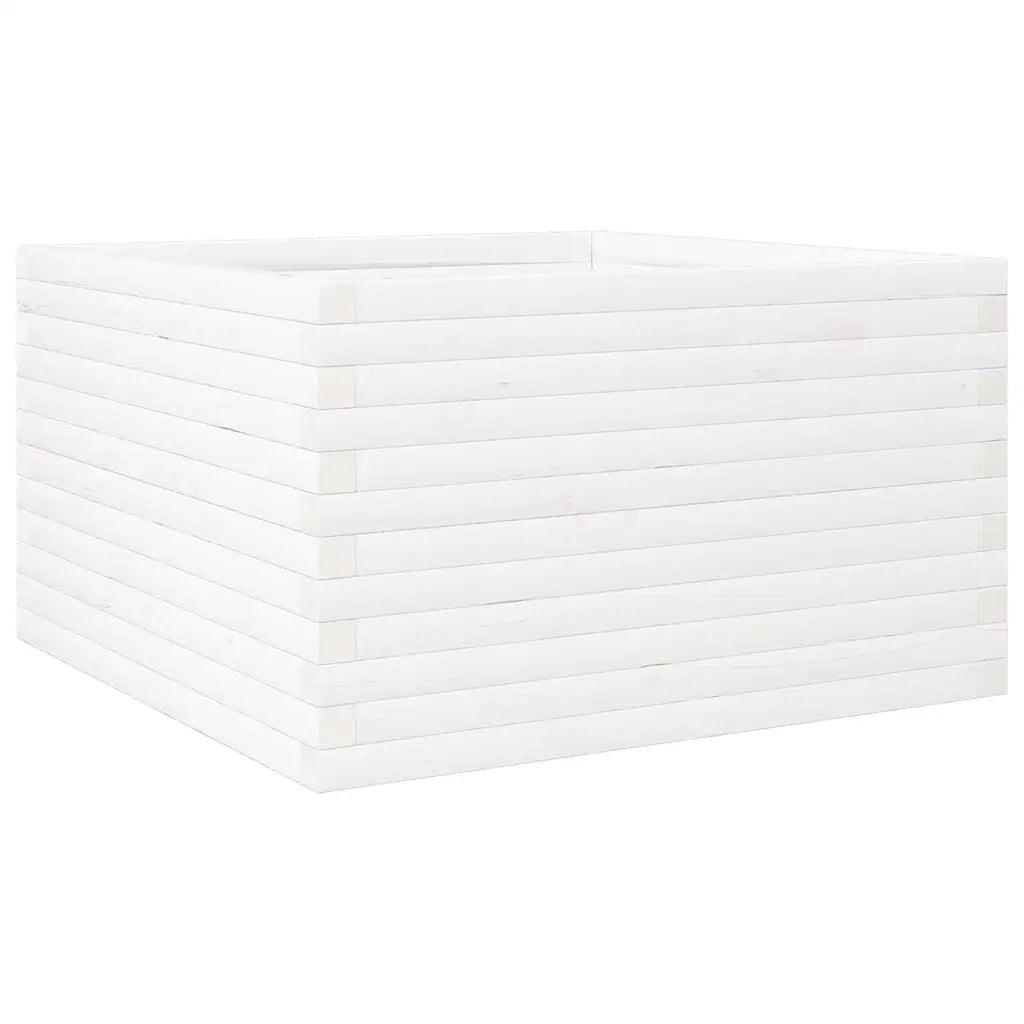 Fioriera da Giardino-Vaso da Esterno Bianca 80x80x46 cm Legno Massello di Pino