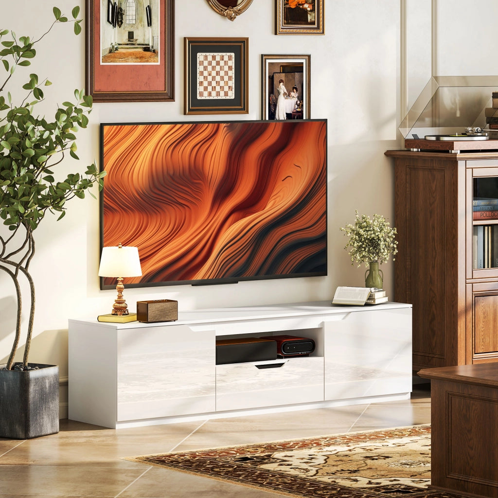 MOBILE TV 160 cm Bianco con 2 ante e cassetto