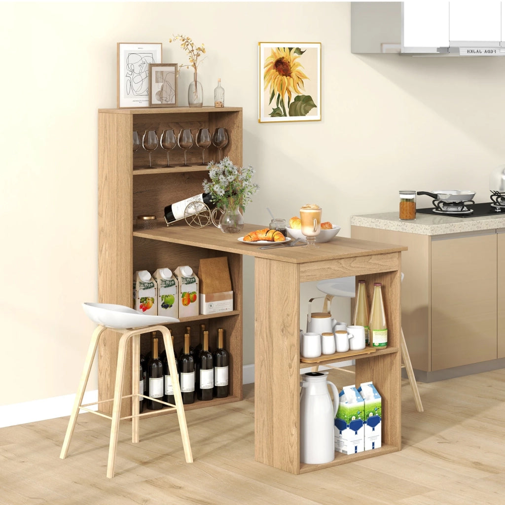 Scrivania per computer 48 Inch con libreria a 4 ripiani e supporto CPU, legno MDF colore naturale, salvaspazio per casa e ufficio