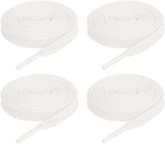 2 Paia di Cavi Lisci, 6/5 pollici x 63 pollici, Poliestere, Cavi Lisci Elastici per Sneaker, Scarpe da Pattinaggio, Stivali, Bianchi