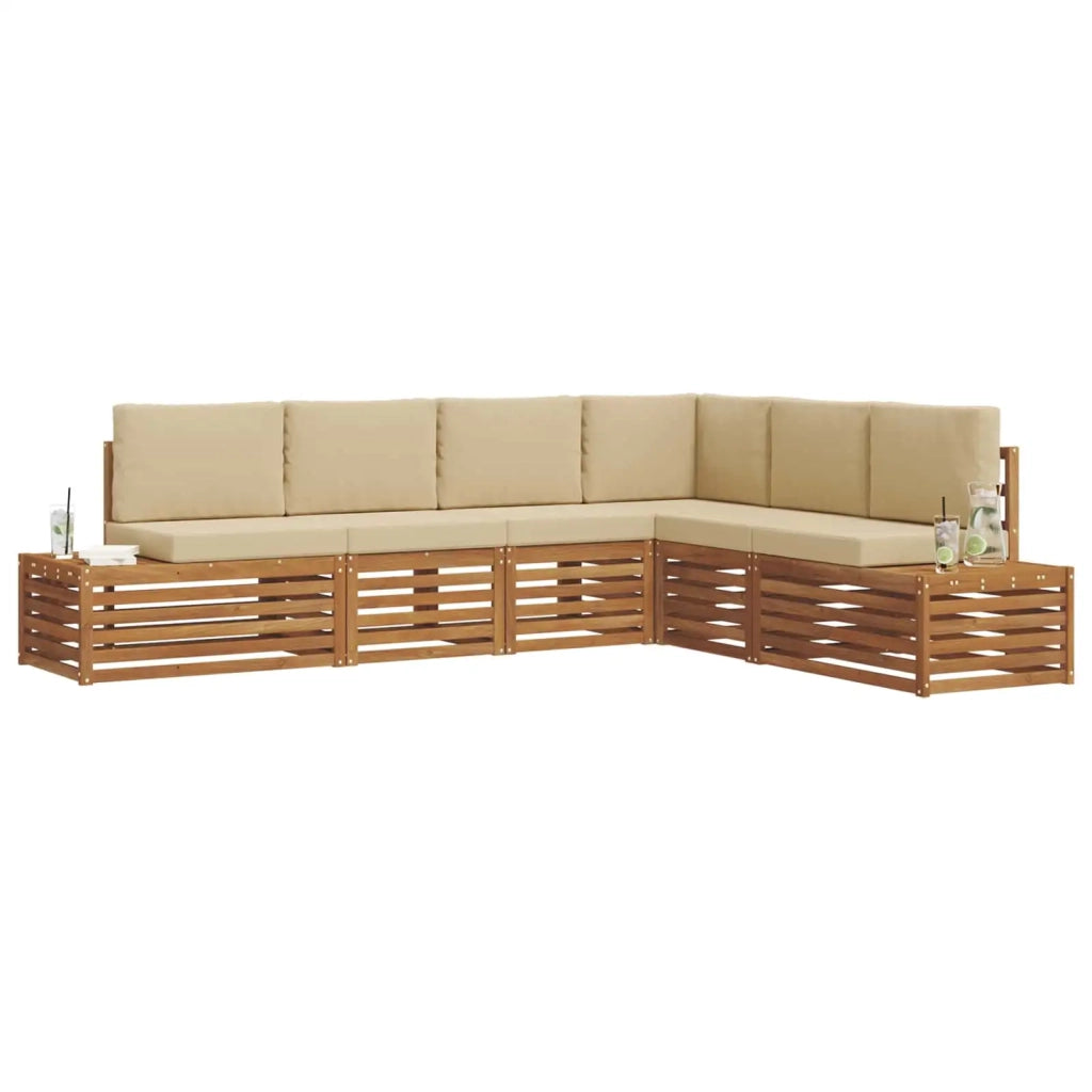 Set di divani da esterno Naturale e Beige 273 x 213,5 x 73 cm