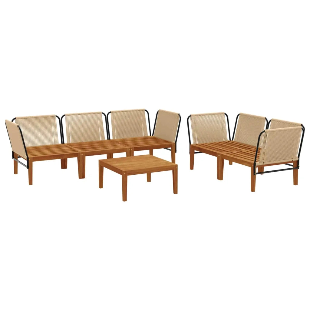 6 pz Legno massiccio di acacia e corda Naturale 3407777