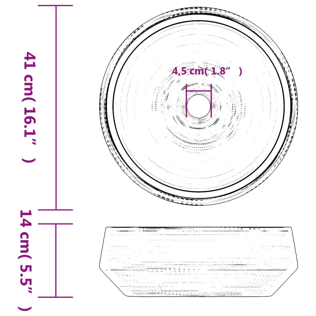 Lavabo da Appoggio Grigio Rotondo ¦µ41x14 cm Ceramica CFW7361806