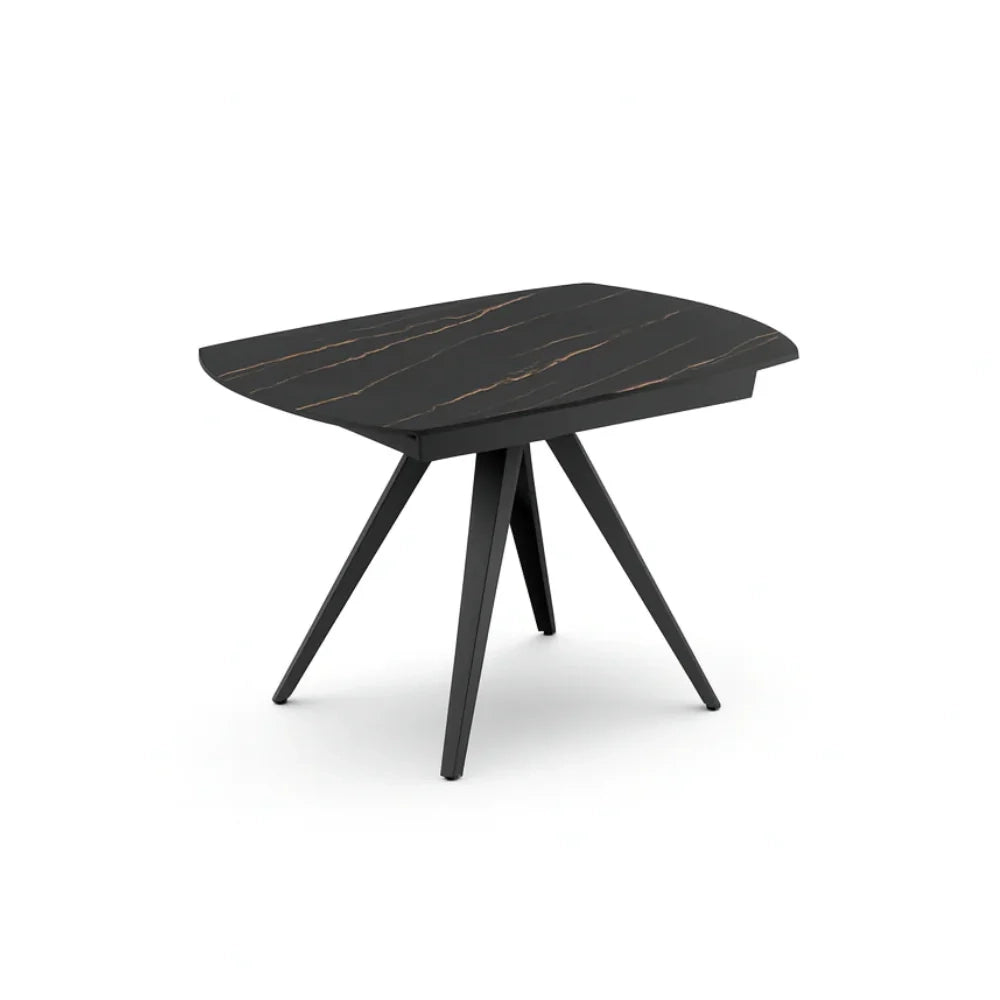Tavolo da pranzo allungabile in ceramica effetto marmo portoro Glide 120-180x90 cm fino a 8 posti | Duzzle