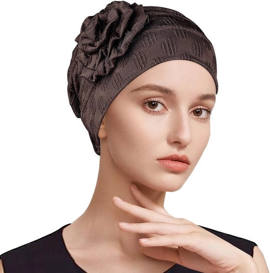 Tulband per donna con fiocchi fiorali, copricapo elastico per donna, cappello da notte con fiocchi fiorali, copricapo per donna con fiocchi fiorali, cappello da notte con fiocchi fiorali.