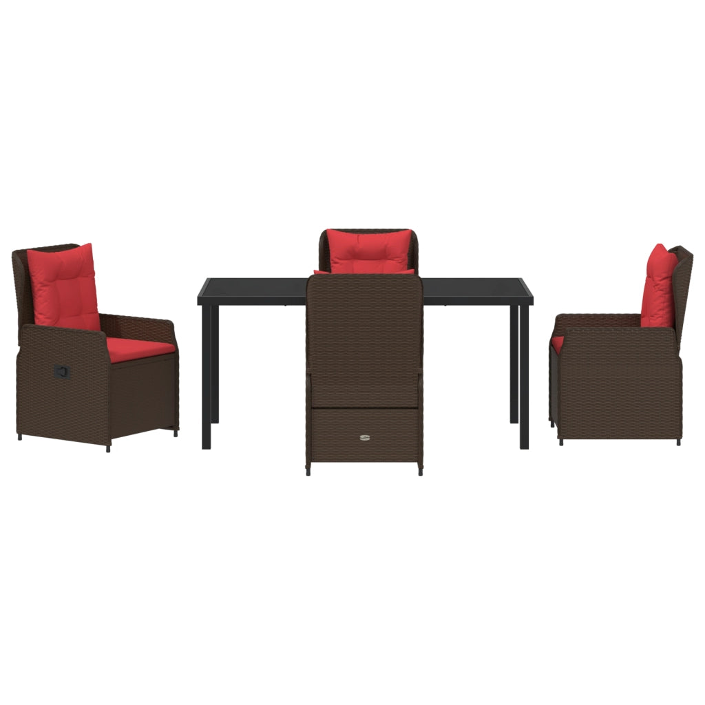 Set da Pranzo da Giardino 5 Pezzi Marrone Polyrattan
