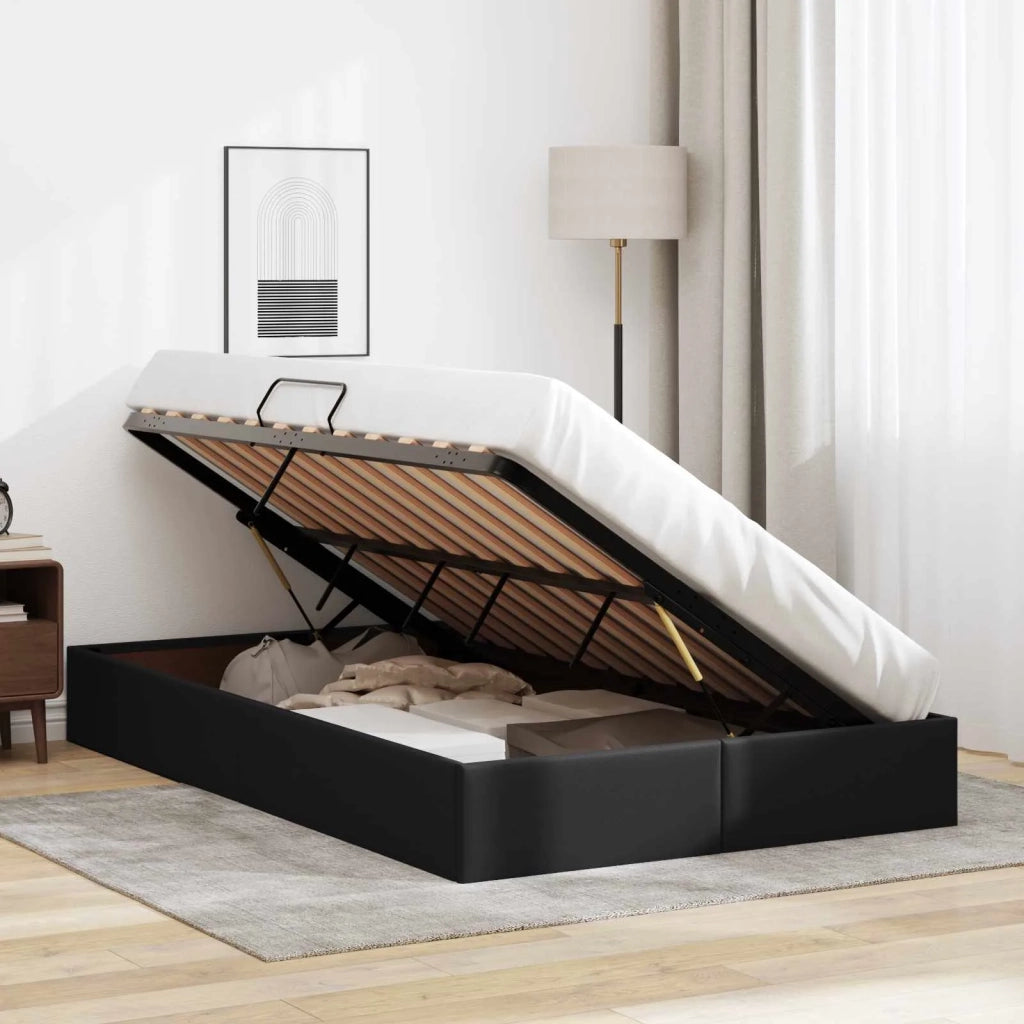 Letto ottomano Nero 120 x 190 cm Pelle Sintetica 3442762