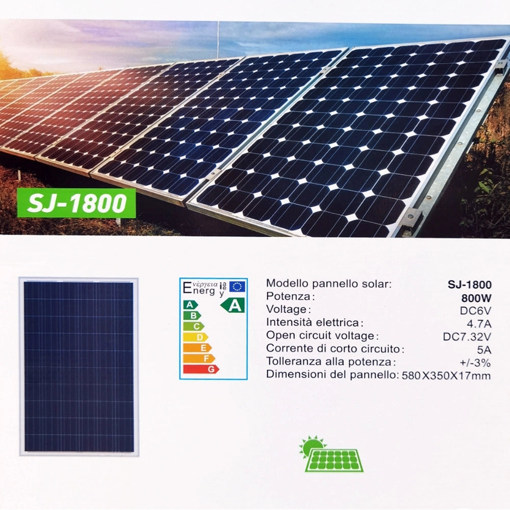 Trade Shop - Faretto Led Esterno Con Pannello Energia Solare 800 W Batteria 12 Ore Faro Ip67 -