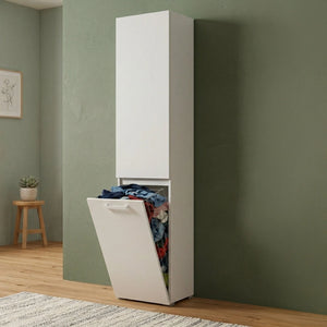 Aro, Armadio Multiuso 2 Ante 2 Ripiani Made in Italy, 45x195h cm Bianco