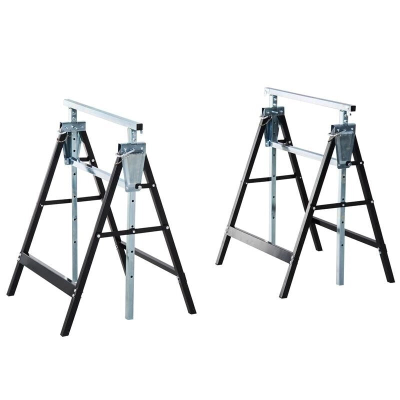 SET 2 CAVALLETTI DA LAVORO PIEGHEVOLI TELESCOPICI ALTEZZA REGOLABILE IN TUBI D’ACCIAIO