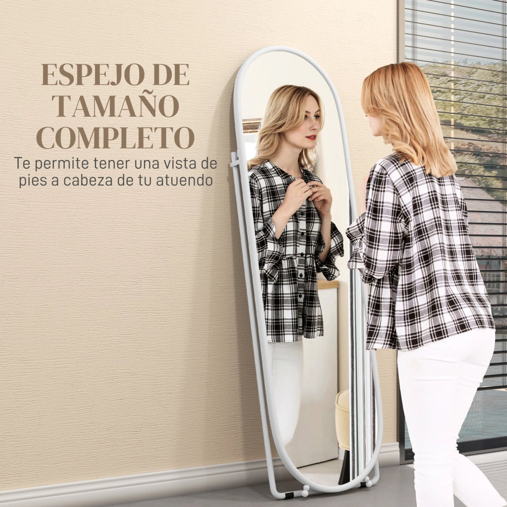 Specchio da Parete Ovale con Cornice in Metallo ¨C zephmum ¨C Bianco 40x4x160 cm