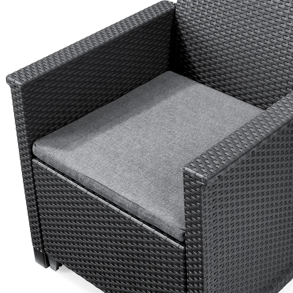 Salottino da Esterno Emma Balcony Set in Resina Effetto Rattan 3 Pezzi