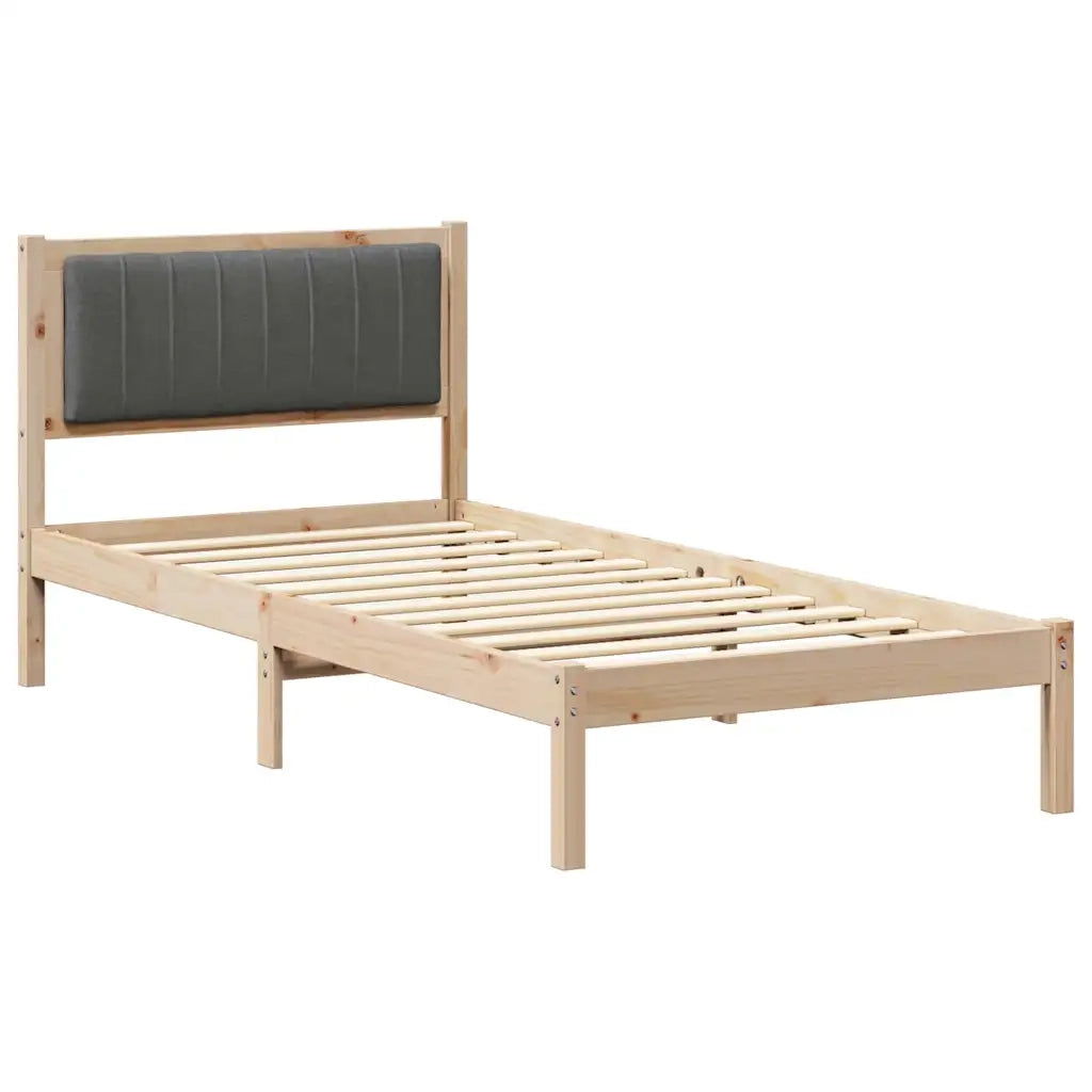 Letto con Testiera Rivestita Grigio scuro 90 x 200 cm